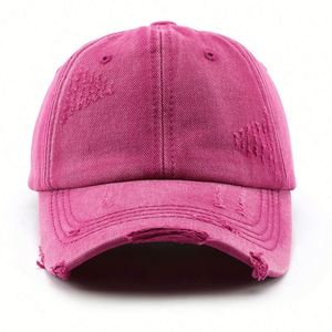 <b>Vintage</b> Distressed Jean Hat Low Profile Frayed Bill Unstructured Cotton Dad Hats Washed Denim Ripped Baseball <b>Cap</b> for Women Men - Product Image 2