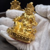 Statue de Bouddha dorée, plaquée or 24 carats, pour la décoration de la maison, collection de cadeaux, sculpture en laiton, art