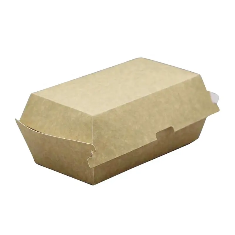 Boîte à hamburger biodégradable en fibre de papier à hot-dog à emporter de grande taille vente en gros
