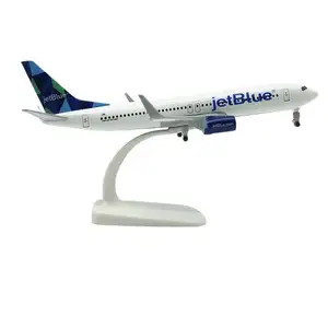 Avião Jetblue Airline Boeing 737 modelo de liga leve com equipamento de pouso, escala de 20 cm 1/200