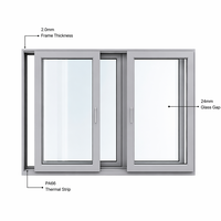 Ventana Corredera de Aluminio Premium LuxFrame con Rotura de Puente Térmico, Doble Acristalamiento, Insonorizada, Vidrio Grande