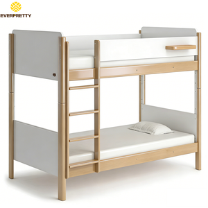 Lit superposé moderne en bois avec escalier, séparable, pour enfants et adolescents, idéal pour auberges de jeunesse, dortoirs scolaires et appartements. - Product Image 3