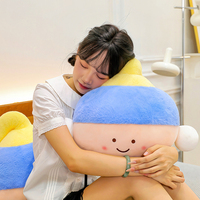 Coussin en peluche rond Kawaii Fille avec une boucle d'oreille en perle, coussin de décoration doux et moelleux pour la maison, vente en gros