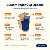 Gobelets en papier jetables personnalisés avec logo, épais, de qualité commerciale, couleur naturelle, pour café au lait à emporter