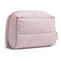 Pochette de maquillage matelassée en tissu nuageux avec logo personnalisé, sac de rangement de beauté pour femmes, pochette de maquillage matelassée, sac de voyage léger, sac de toilette