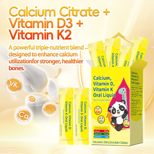 แคลเซียม ซิงค์ วิตามินดีและเค ชนิดน้ำ ช่วยเสริมสร้างความหนาแน่นของกระดูก บรรจุ 22 ขวดต่อกล่อง รับผลิตแบบ OEM ODM ฉลากส่วนตัว ปรับแต่งได้ - Product Image 3