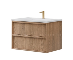 Modern Luxury Solid Wood Waterproof Hotel Use Bathroom Vanity <b>Wall</b>-<b>Mounted</b> <b>Cabinet</b> with Porcelain Basin - Product Image 4