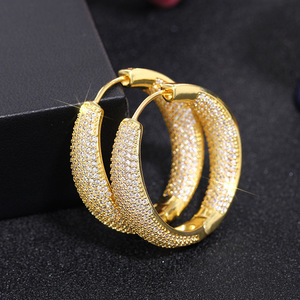 Orecchini a Cerchio da Donna con Pietre Scintillanti, Orecchini Statement alla Moda, Gioielli per Feste, Vendita all'Ingrosso - Product Image 3