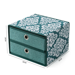 กล่องเก็บของพับได้2ชั้นพร้อมที่จับพับเก็บได้ผ้าพิมพ์ลายหลายขนาด - Product Image 1