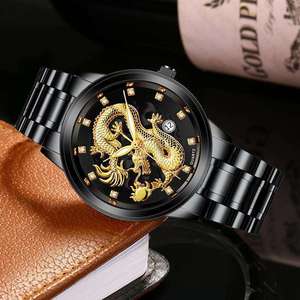 Montres bon marché Nouvelle <span class=keywords><strong>montre</strong></span> de haute qualité en or gaufré pour hommes <span class=keywords><strong>Montre</strong></span> populaire en or avec bracelet en acier mature - Product Image 4