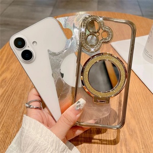 เคสโทรศัพท์แบบแม่เหล็กติดขนนกไล่เฉดสีประดับเพชร สำหรับ iPhone 16ProMax 13  แบบกระจกแต่งหน้าเคลือบเงา 14/15pro  เคสนิ่มสำหรับสาวๆ - Product Image 2