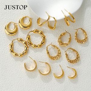 Aros de moda OEM/OEM, impermeables, de acero inoxidable, chapados en oro, hipoalergénicos, proveedor de joyería de moda, juego de aretes para mujer - Product Image 2