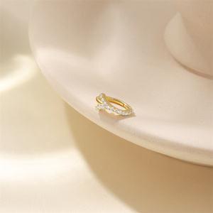 ROXI <b>Nose</b> <b>Ring</b> 925 Sterling <b>Silver</b> Single Row Y Shaped Inlaid Zircon Cartilage Earrings Piercing Jewelry S925 - Product Image 5