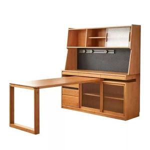 Nordic Cherry Wood Sideboard Extendable Pull Out <b>Table</b> Integrated Cabinet Living Room Storage Furniture - Product Image 5