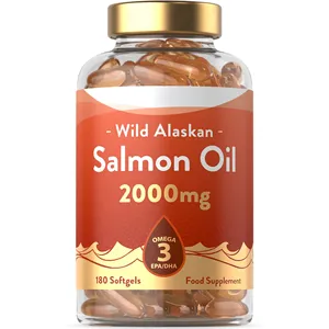 Cápsulas de óleo de salmão selvagem do Alasca 2000 mg cápsulas de óleo de peixe Omega-3 DHA EPA ácidos graxos cápsulas de óleo de salmão