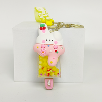 Porte-clés en acrylique Anime Lapin Mignon Glace Sucrée, Perles Colorées, Léger, Breloque Flottante Tendance pour Sac à Main, Sac à Dos, Clé de Voiture