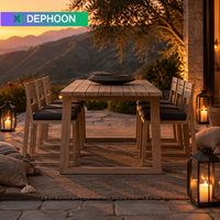 Ensemble de tables et chaises de salle à manger en teck massif de style nordique pour villa, hôtel, maison d'hôtes, complexe hôtelier et projets