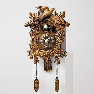 Horloge Murale Cuckoo Style Nordique en Plastique Haut de Gamme, Fonctionnant à Piles, à Quartz, avec Carillon Heureux, Forme de Toit, Motif <span class=keywords><strong>Feuille</strong></span> - Product Image 2