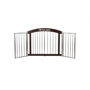 Puerta Plegable para Mascotas Db, Color Marrón Oscuro, Arco de Acero Inoxidable, Puerta Interior de Seguridad para Gatos - Product Image 1