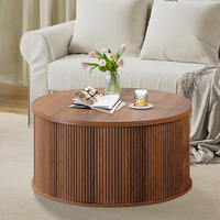 Table basse en bois haut de gamme avec plateau relevable et bord ondulé, idéale pour le salon, en promotion directe usine à l'étranger