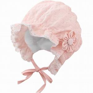 Gorros de Encaje con Logotipo Personalizado para Bebés, Gorros con Flores Encantadoras, Gorro de Primavera/Verano para Bebés Recién Nacidos - Product Image 1