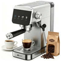 Cafetera Espresso Anbolife de 15 Bares, Panel Táctil Colorido, Calentamiento con Termobloque, Portafiltro de 51 mm, Vaporizador, Certificación CE, para Baristas Caseros, OEM
