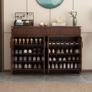 Zapatero de pared estilo chino, gran capacidad de almacenamiento para la entrada del hogar, sin perforaciones, acabado lacado. - Product Image 2