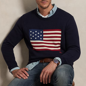 Áo len nam thiết kế riêng theo yêu cầu OEM & ODM, áo len cổ tròn kẻ sọc, áo len nam màu trơn chất liệu cotton dệt kim - Product Image 6