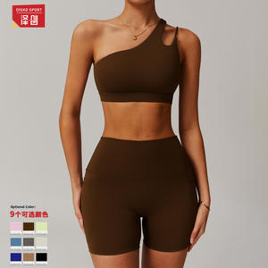 Ensemble de yoga Disko Sport, taille haute, asymétrique, sans manches, respirant, avec poches, tenue de sport pour la course à pied - Product Image 5