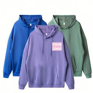 Custom 100%cotton Heavyweight Puff Printing French Terry Cropped Oversized Hoodie Custom Design Men's Long Sleeve Hoodies - Product Image 4