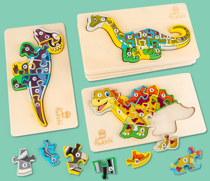 temprana digital alfabeto cognitivo rompecabezas de madera 3D dinosaurio rompecabezas los niños juguetes de los niños Juego - Product Image 6