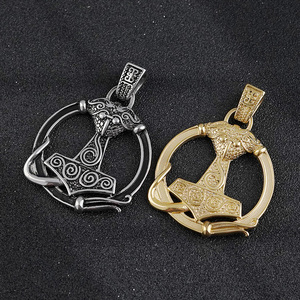 Viking Thor Hammer Pendant Necklace Antique Silver Plated Stainless Steel Men's Vintage Themed Charm Jewelry Gift - Product Image 3