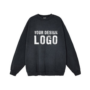 Sudadera de Hombre de Alta Calidad, Cuello Redondo, Estilo Vintage Lavado, Informal para Exteriores, Holgada, con Hombros Caídos - Product Image 6