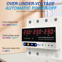 Interruptor de Transferencia Automática (ATS) Trifásico Digital Ajustable JIUJI AC de 63A con Protección Contra Sobretensión y Baja Tensión
