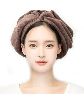 G512 Terry Cloth Stretchy Long Hair Wrap Towel with Elastic Band Super Absorbent Drying Fast Hair Wrap Towel