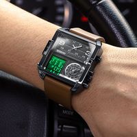 Jam Tangan Pria BINBOND Mewah Emas LED Layar Ganda Persegi Tahan Air Jam Tangan Pria Dial Besar Jam Tangan Kuarsa Digital Jam Pria