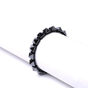 Natural Hematite Pyramid Beads <b>Bracelet</b> – <b>Adjustable</b> Woven Handmade Unisex Fashion Jewelry for Men Women - Product Image 4