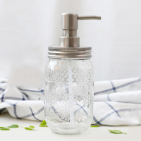 Pot en verre de maçon de distributeur carré rond recyclable de 1000ml avec la pompe d'acier inoxydable pour le désinfectant de main de lotion