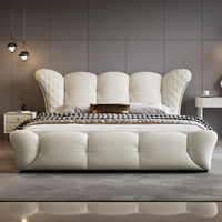 Lit double moderne de 1,8 m pour chambre principale, nouveau lit haut de gamme avec rangement intégré et ambiance élégante