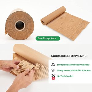 Rotolo d'imballaggio imbottito della carta Kraft biodegradabile della carta dell'involucro perforata del favo della maglia per l'imballaggio e lo spostamento - Product Image 2