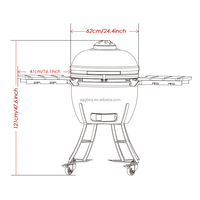Barbecue Kamado SEB KAMADO Noir 24 pouces, grill en céramique au charbon de bois, fumoir extérieur de qualité professionnelle pour l'extérieur