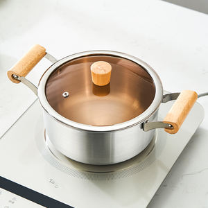 Marmite en aluminium pur avec deux poignées en bois, couvercle en verre, compatible gaz et induction, design moderne, conduction de chaleur rapide - Product Image 2