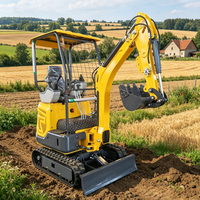 Mini-excavatrice sur chenilles multifonctionnelle CE EPA Euro 5 Diesel 1,2 tonne, petite pelle compacte tout-terrain pour travaux intérieurs