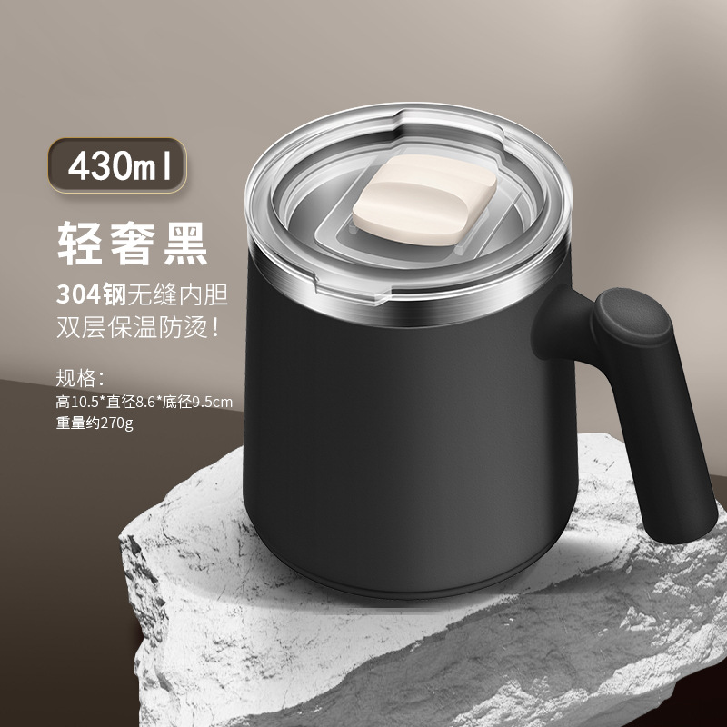 [Noir de luxe - Design incliné] Tasse anti-brûlure à double paroi