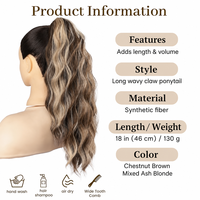 Perruque longue ondulée pour femme de style européen et américain, queue de cheval haute à grandes ondulations, extension de cheveux tressée et colorée transfrontalière