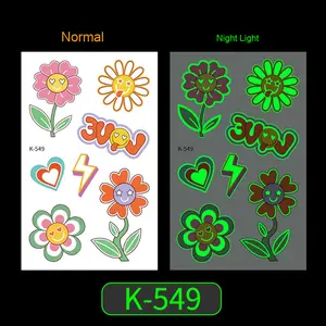 Nuevas pegatinas de <span class=keywords><strong>tatuaje</strong></span> temporal de girasol que brillan en la oscuridad ecológicas para niños papel seguro transfronterizo con <span class=keywords><strong>cara</strong></span> <span class=keywords><strong>sonriente</strong></span> - Product Image 5