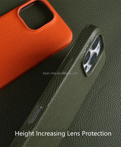 Étui de téléphone en cuir véritable à motif litchi de qualité supérieure avec protection contre les chutes et aimant puissant pour iPhone 17 16 15 Pro Max - Product Image 3