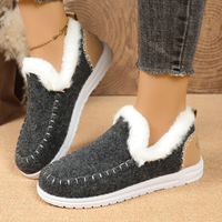 Chaussons pour femmes doublés de fausse fourrure, style mocassin, à enfiler, chauds pour l'hiver, noir, gris, bleu