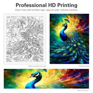 वयस्कों के लिए संख्याओं द्वारा Diy पेंटिंग किट मोर घर Decors के लिए संख्या के साथ एक्रिलिक पेंट 40x5 0cm/16x20 इंच फ्रेम के बिना - Product Image 5