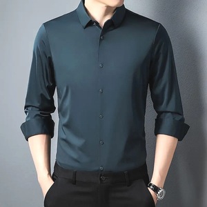 OEM /ODM Camisas-<span class=keywords><strong>juveniles</strong></span>-para-hombr Camisa de vestir de color puro sin arrugas para hombre Camisa de vestir para hombre 2024 Estilo de oficina elegante para hombre - Product Image 5